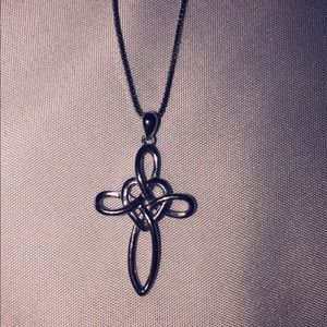 Sterling Silver Cross and Heart Necklace